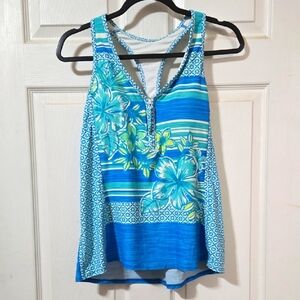 Floral Blue Women's Swim Tankini Size 14